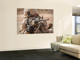 A Squad Automatic Weapon Gunner Provides Security Wall Mural by Stocktrek Images 
