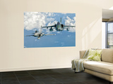 A Dassault Rafale of the French Air Force Flys Alongside an Embraer A-1B of the Brazilian Air Force Wall Mural by Stocktrek Images 