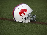 Bills Camp Football: Pittsford, NY - A Buffalo Bills Throwback Helmet Photographic Print by David Duprey