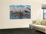 Omeisaurus and Parasaurolphus Dinosaurs Gather Together Reproduction murale géante par Stocktrek Images 