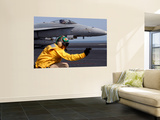 A Shooter Launches an F/A-18E Super Hornet from Uss Ronald Reagan Mural por Stocktrek Images