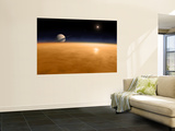 Saturn Above the Thick Atmosphere of its Moon Titan Mural por Stocktrek Images Saturn Above the Thick Atmosphere of its Moon Titan Mural por Stocktrek Images
