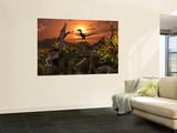 A Group of Feathered Carnivorous Velociraptors from the Cretaceous Period on Earth Mural por Stocktrek Images A Group of Feathered Carnivorous Velociraptors from the Cretaceous Period on Earth Mural por Stocktrek Images