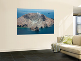 Aerial View of White Island Volcano with Central Acidic Crater Lake, Bay of Plenty, New Zealand Wall Mural by Stocktrek Images 