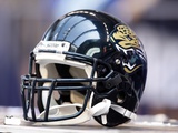 Jaguars Colts Football: Indianapolis, IN - A Jacksonville Jaguars Helmet Photographic Print by Michael Conroy