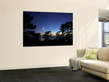 A Crescent Moon Path During Nautical Twilight Descends into the Atlantic Ocean in Portugal Wall Mural by Stocktrek Images 