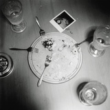 Plate with forks and glasses on a table Photographic Print by Mika 