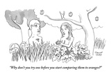 "Why don't you try one before you start comparing them to oranges?" - New Yorker Cartoon Premium Giclee Print by Trevor Hoey