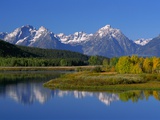 Teton Mountain Range Reflected in the Snake River Photographic Print by Ron Watts