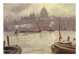 St. Paul's Cathedral and River Thames, London, England Giclee Print by George Hyde-Pownall