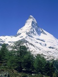Matterhorn, with snow covered peak, Switzerland, Zermatt Fotografisk tryk af Frank Lukasseck