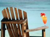 Seychelles, Denis Island, beach chair and fruit cocktail Photographic Print by Sergio Pitamitz