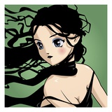 Wind Blown Anime Girl Giclee Print by Harry Briggs