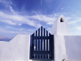 Blue Gate and White Wall, Oia, Santorin, Cyclades, Greece Photographic Print by Sergio Pitamitz