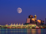 Moon Over Vancouver and Coal Harbor Photographic Print by Ron Watts