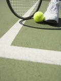 Tennis Player on Court Photographic Print by Tom Grill