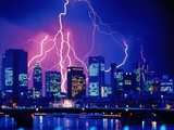 Lightning over the skyline of Frankfurt/Main Photographic Print by Eberhard Streichan