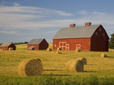 Barns and Hay Bales in Field Photographic Print by Darrell Gulin