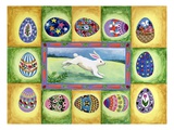 Rabbit in the middle of mural with eggs Giclee Print