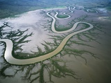 Meandering river in the Kimberley Region of Western Australia, aerial view Photographie par Theo Allofs