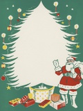 Greeting Card with Santa Claus and Christmas Tree Fotografie-Druck