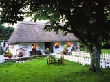Traditional Thatch Cottage in Oughterard in County Galway Photographic Print