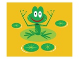 smiling frog on lily pad Giclee Print