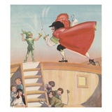 Illustration of Peter Pan and Captain Hook Sword Fighting by Roy Best Giclee Print