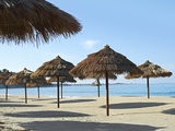 Sunny Beach and Palapas Photographie par Randy Faris