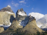 Rugged and Misty Cuernos del Paine Peaks Photographic Print by John Eastcott & Yva Momatiuk
