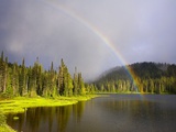 Rainbow Over Reflection Lakes in Mt. Rainier National Park Photographic Print by Craig Tuttle