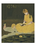 Illustration of Mother Reading to Son Giclee Print