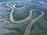 Meandering river in the Kimberley Region of Western Australia, aerial view Photographie par Theo Allofs