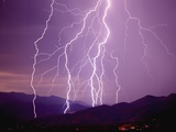 Lightning Strikes in the Foothills near Tucson Photographic Print