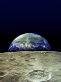 Earth Rising Over Moon Photographic Print