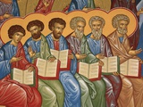 Detail of  Disciples from Last Judgment Fresco at Monastery of Saint-Antoine-le-Grand Photographic Print by Pascal Deloche