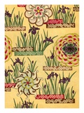 Illustration of Lotus and Iris Blossoms Reproduction procédé giclée
