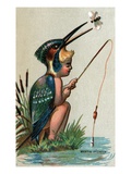 Illustration of Child Dressed in Malachite Kingfisher Costume Giclee Print