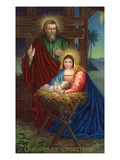 Christmas Greetings with Holy Family reproduction procédé giclée