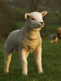 Beltex Crossbred Lamb in Green Pasture Photographic Print by Wayne Hutchinson