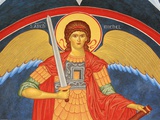 Saint Michael Fresco at Monastery of Saint-Antoine-le-Grand Photographic Print by Pascal Deloche