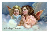 A Merry Christmas with Two Praying Angels Giclee Print