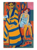 Self Portrait with a Model reproduction procédé giclée par Ernst Ludwig Kirchner