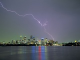 Lightning Striking City Photographic Print by Nick Rains