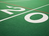 Twenty Yard Maker on Football Field Photographic Print by David Papazian