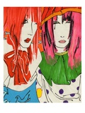 Two Asian Women Wearing Multi-Colored Clothing Giclee Print