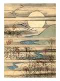 Illustration of Full Moon Over a River Landscape Giclee Print