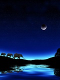 Three Elephants Walking Past Water Photographic Print by Mike Agliolo