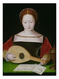 Mary Magdalene Playing a Lute Giclee Print by Master of the Female Half Lengths 