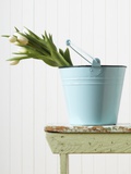 Bouquet of White Tulips in Bucket Photographic Print